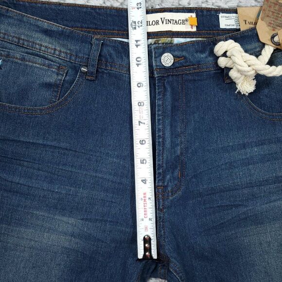 Tailor Vintage Canaan Slim Fit Stretch Jeans Men's Size 38 x 30 Dark Wash Blue - Picture 9 of 9